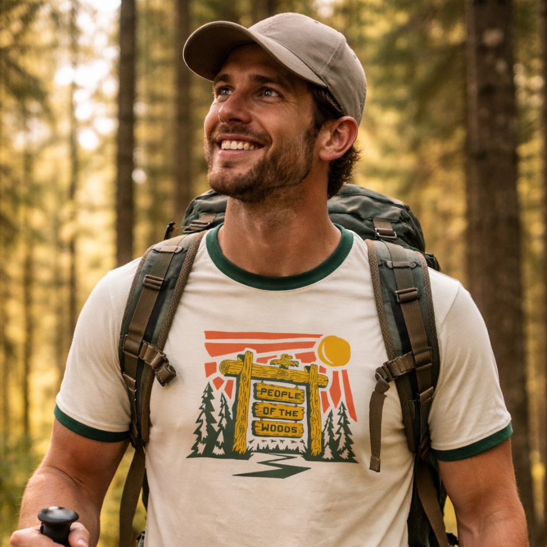 People of the Woods Trailhead Unisex Short Sleeve Ringer Tee