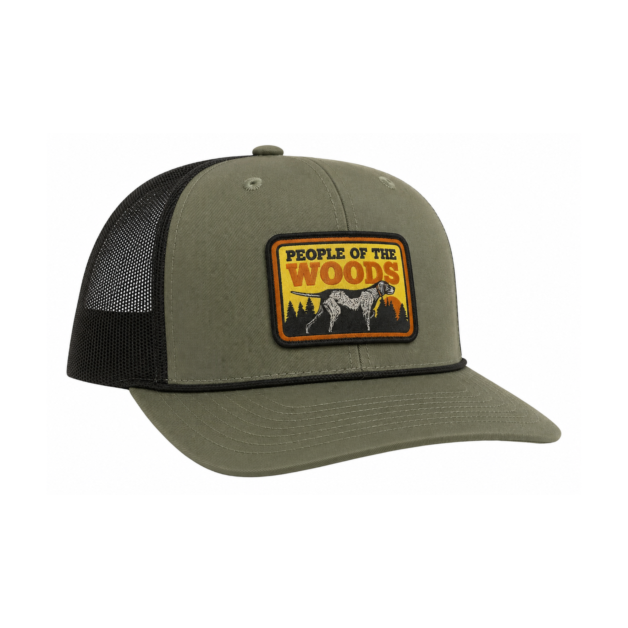 People of the Woods Pointer Loden Black Trucker Hat