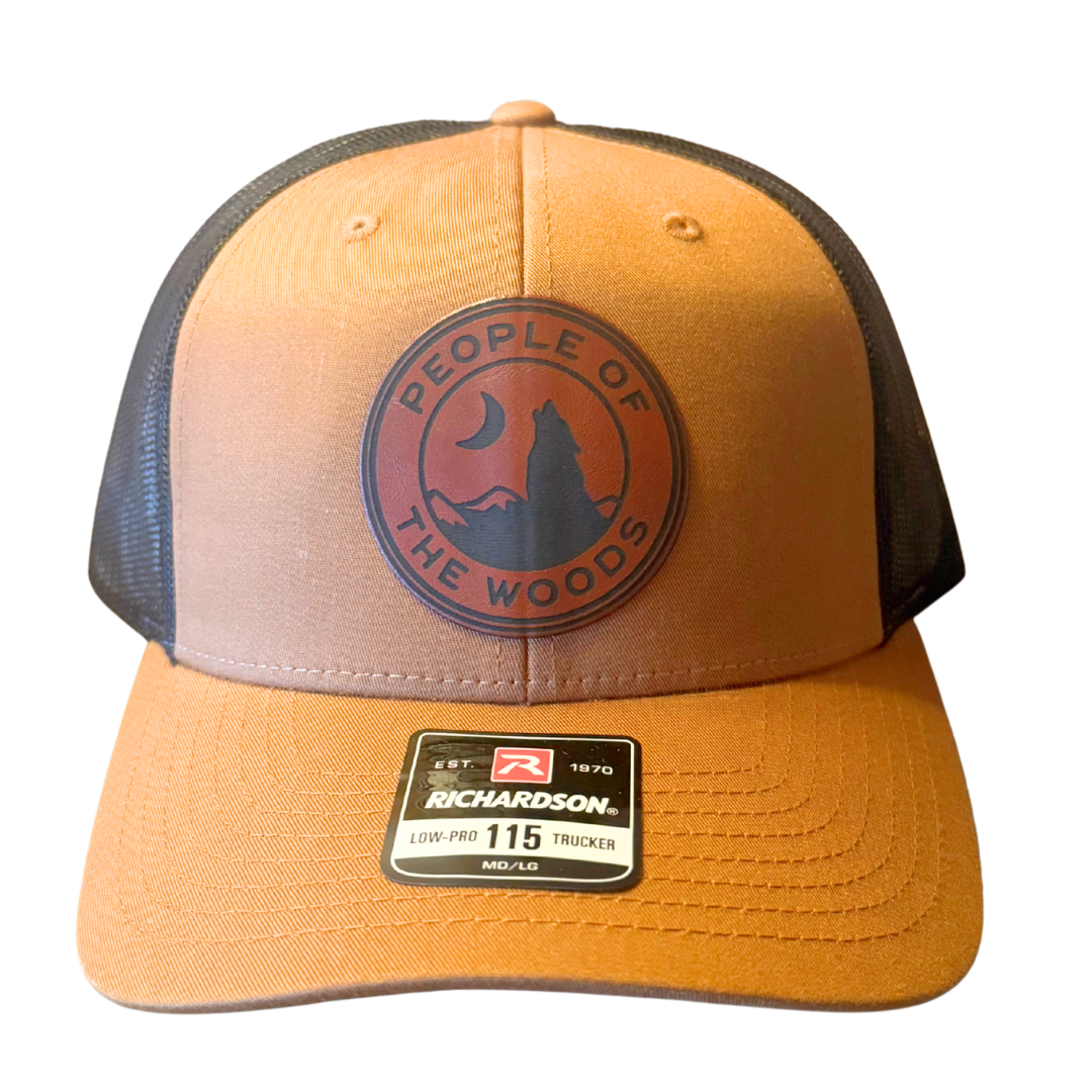 People of the Woods Wolf Leather Patch Hat