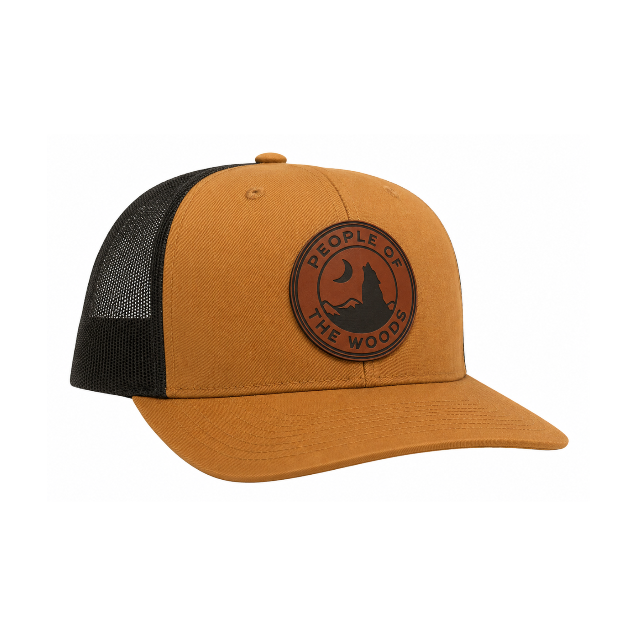 People of the Woods Wolf Leather Patch Hat