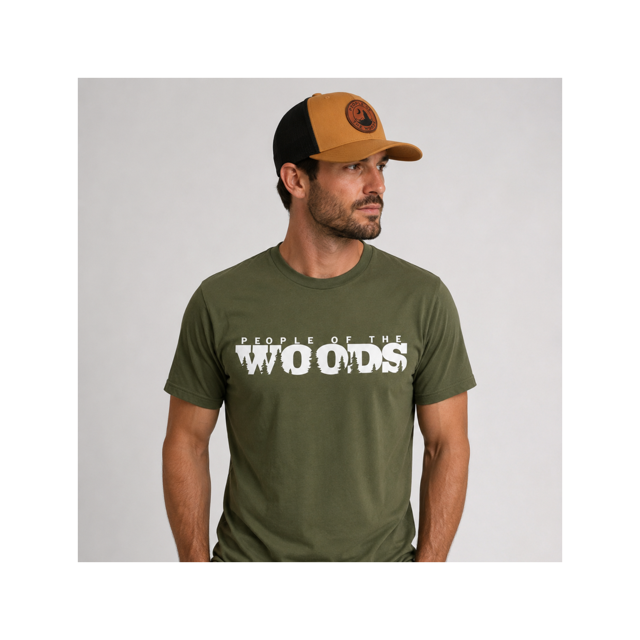 People of the Woods Wolf Leather Patch Hat
