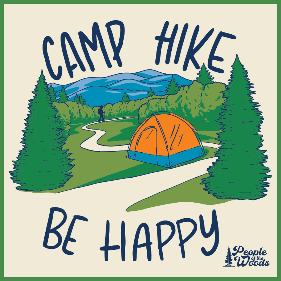 "Camp, Hike, Be Happy" Sticker