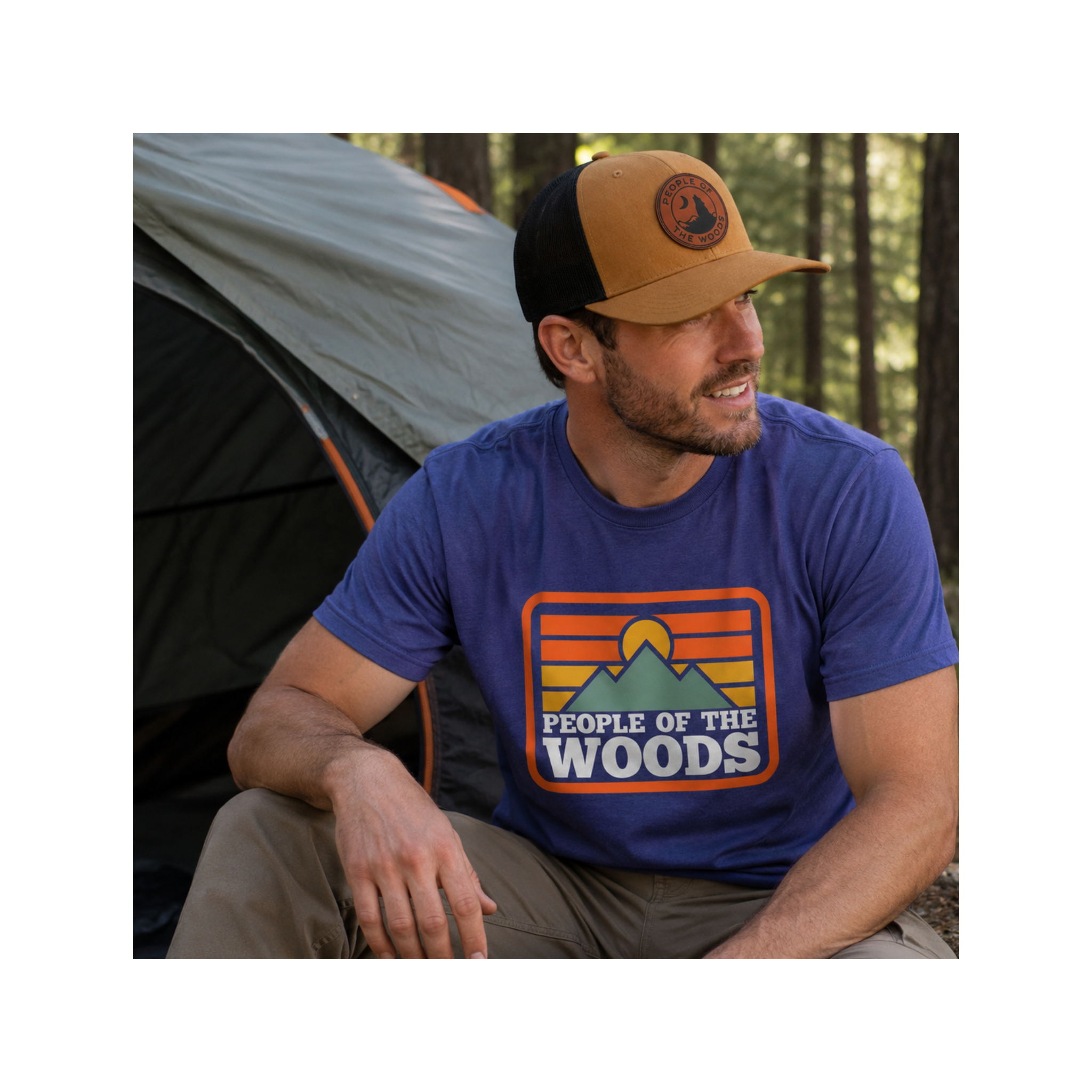 People of the Woods Wolf Leather Patch Hat