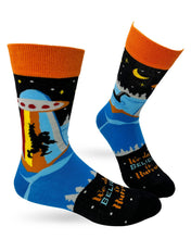 Load image into Gallery viewer, We Don&#39;t Believe in Humans Men&#39;s Novelty Crew Socks
