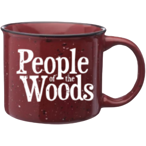 People of the Woods Ceramic Campfire Coffee Mug Maroon